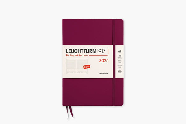 Kalendarz dzienny A5 na rok 2025 Leuchtturm 1917 – bordowy, Leuchtturm1917, papierniczy design