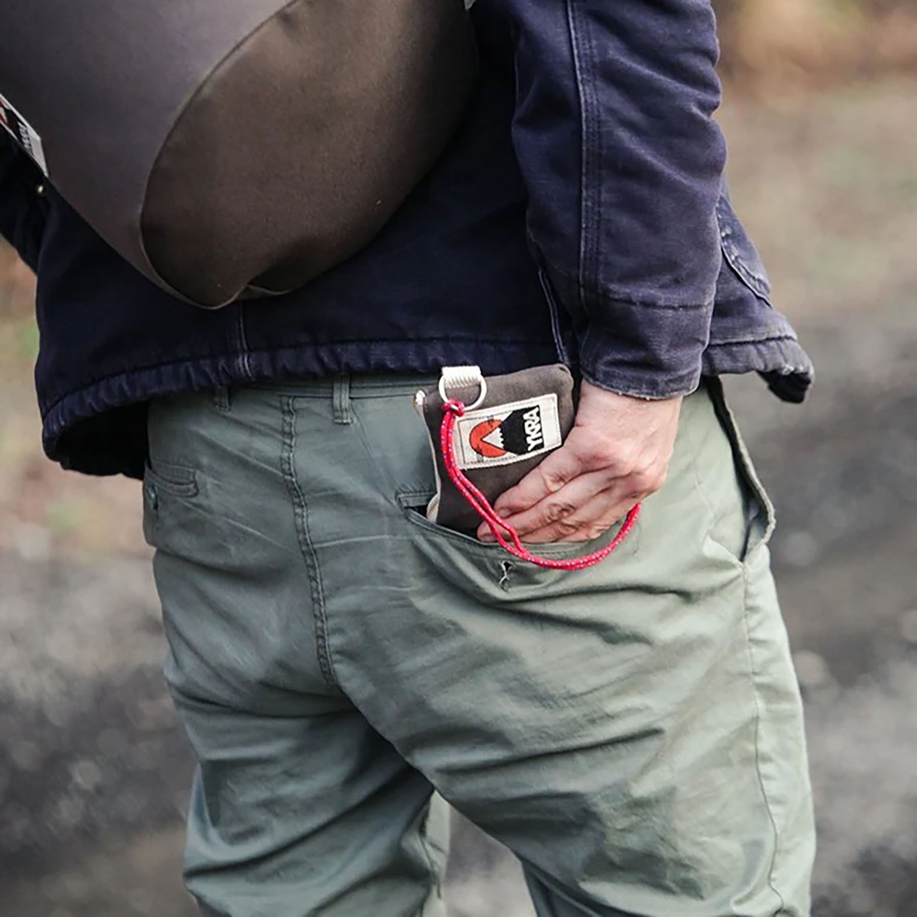 Bawełniany mini portfel – khaki, YKRA, papierniczy design
