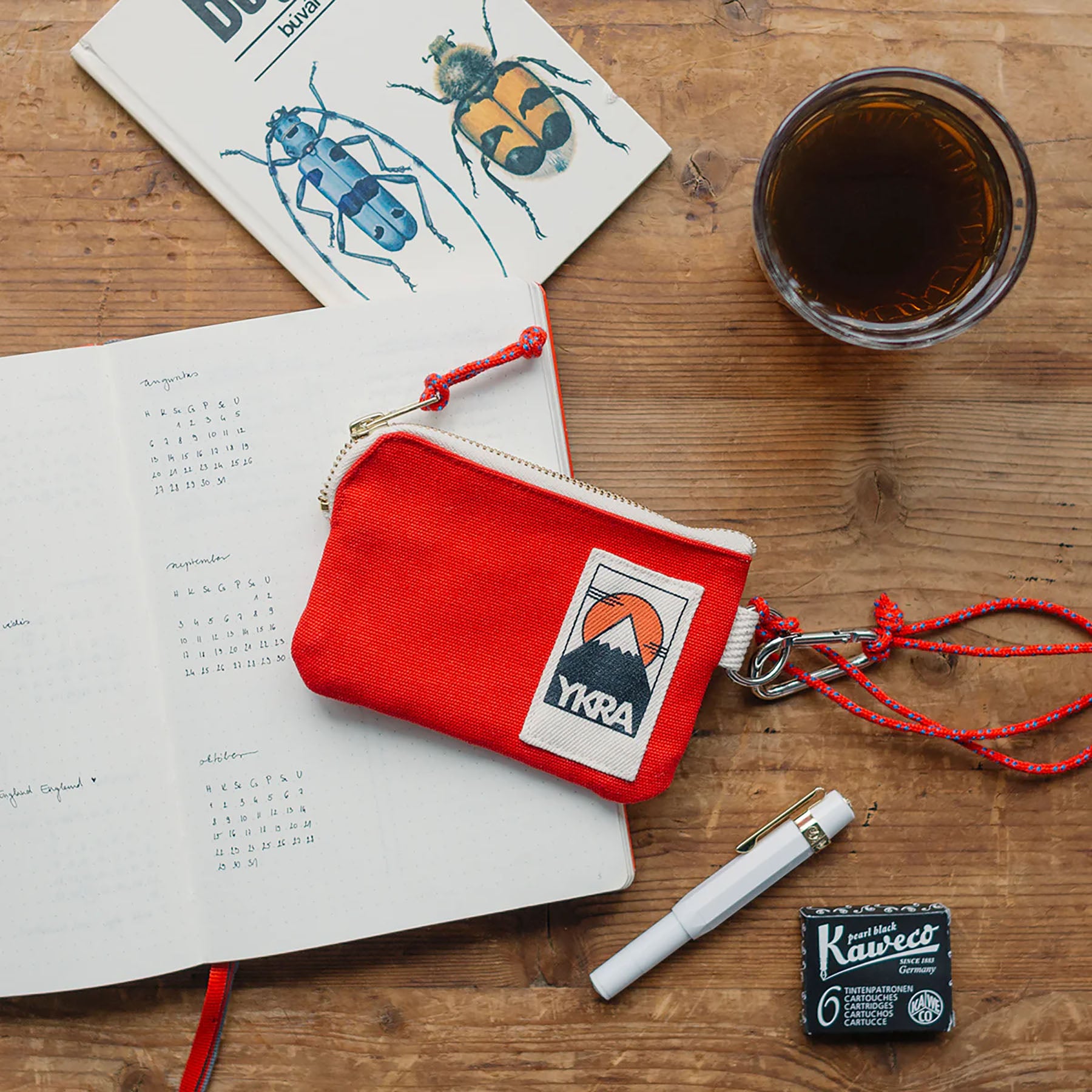 Bawełniany mini portfel – czerwony, YKRA, papierniczy design
