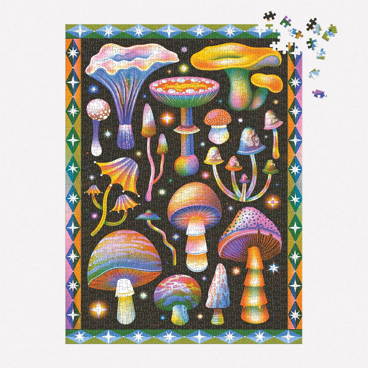 Puzzle 500 – Cosmic Mushrooms, Galison, papierniczy design