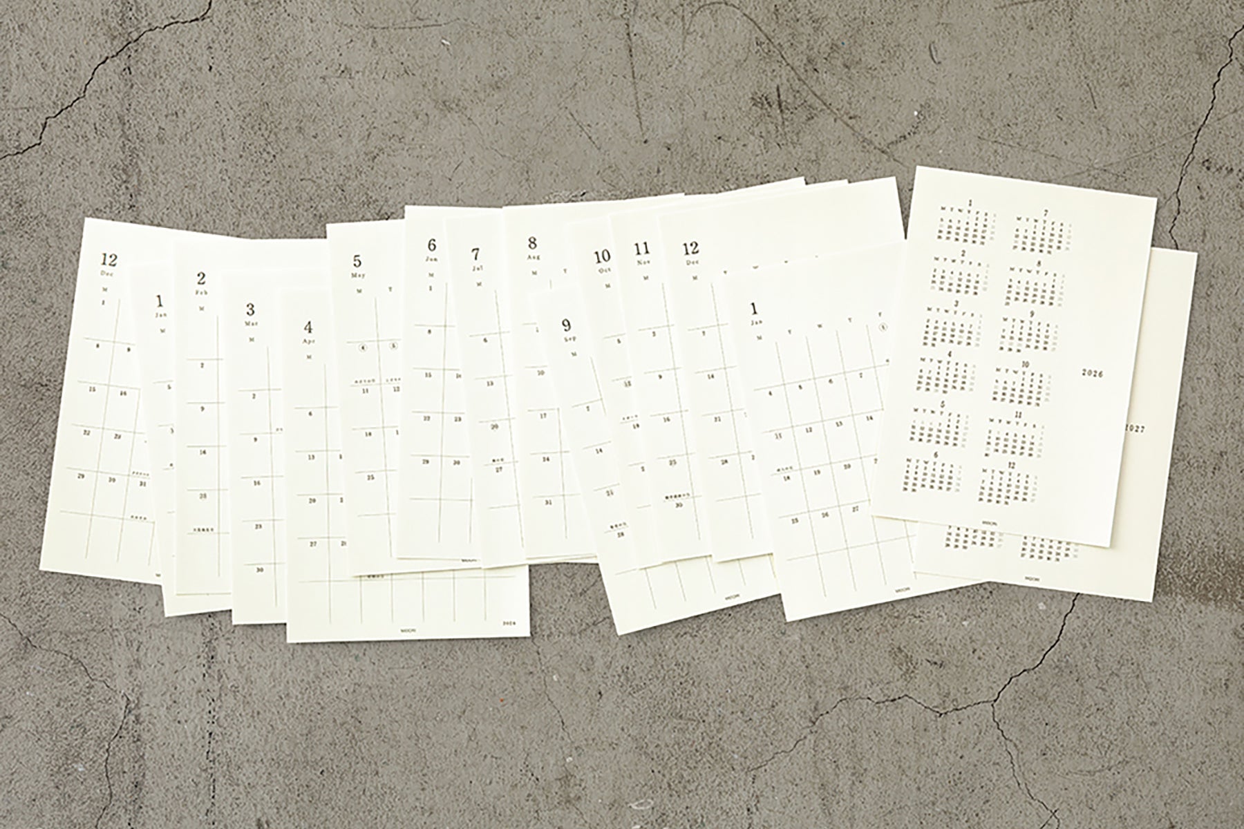 Naklejki z kalendarzem 2026 MD Diary Sticker M, Midori, papierniczy design