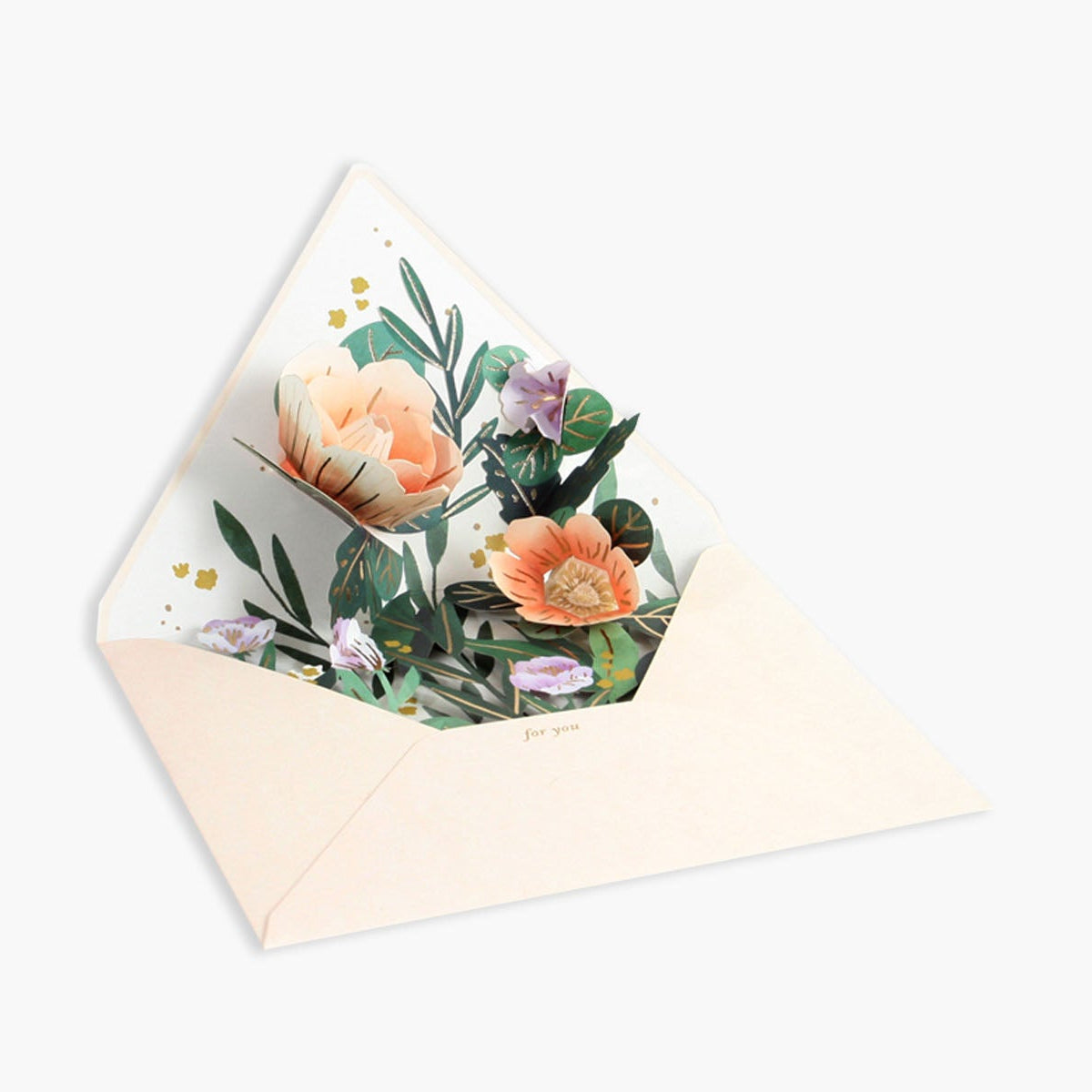 Kartka pop-up – wiosenne kwiaty w kopercie, UWP Luxe, papierniczy design