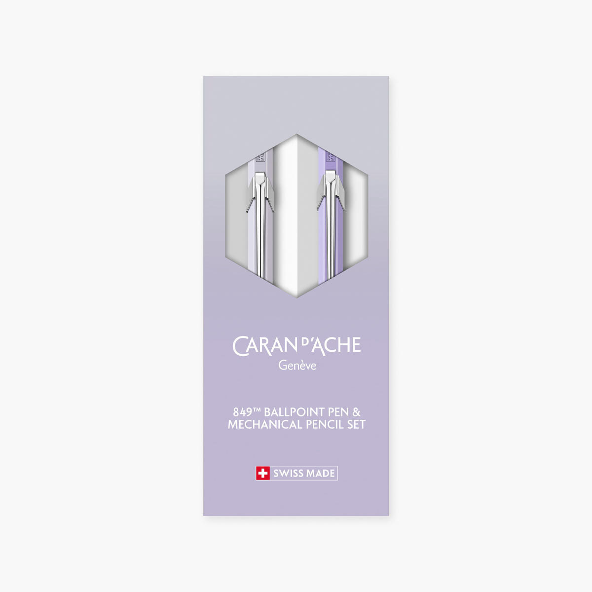 Zestaw aluminiowy długopis i ołówek mechaniczny Caran dAche – Blooming Lavender, Caran d'Ache, papierniczy design