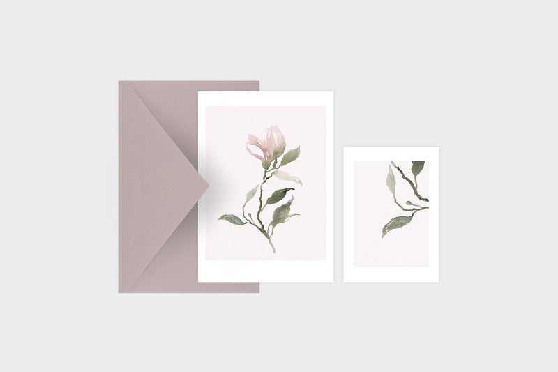 kartka magnolia, muska, kartka okolicznościowa, kartka ozdobna, kartka z motywem roślinnym, sklep papierniczy, dizajnerskie artykuły biurowe