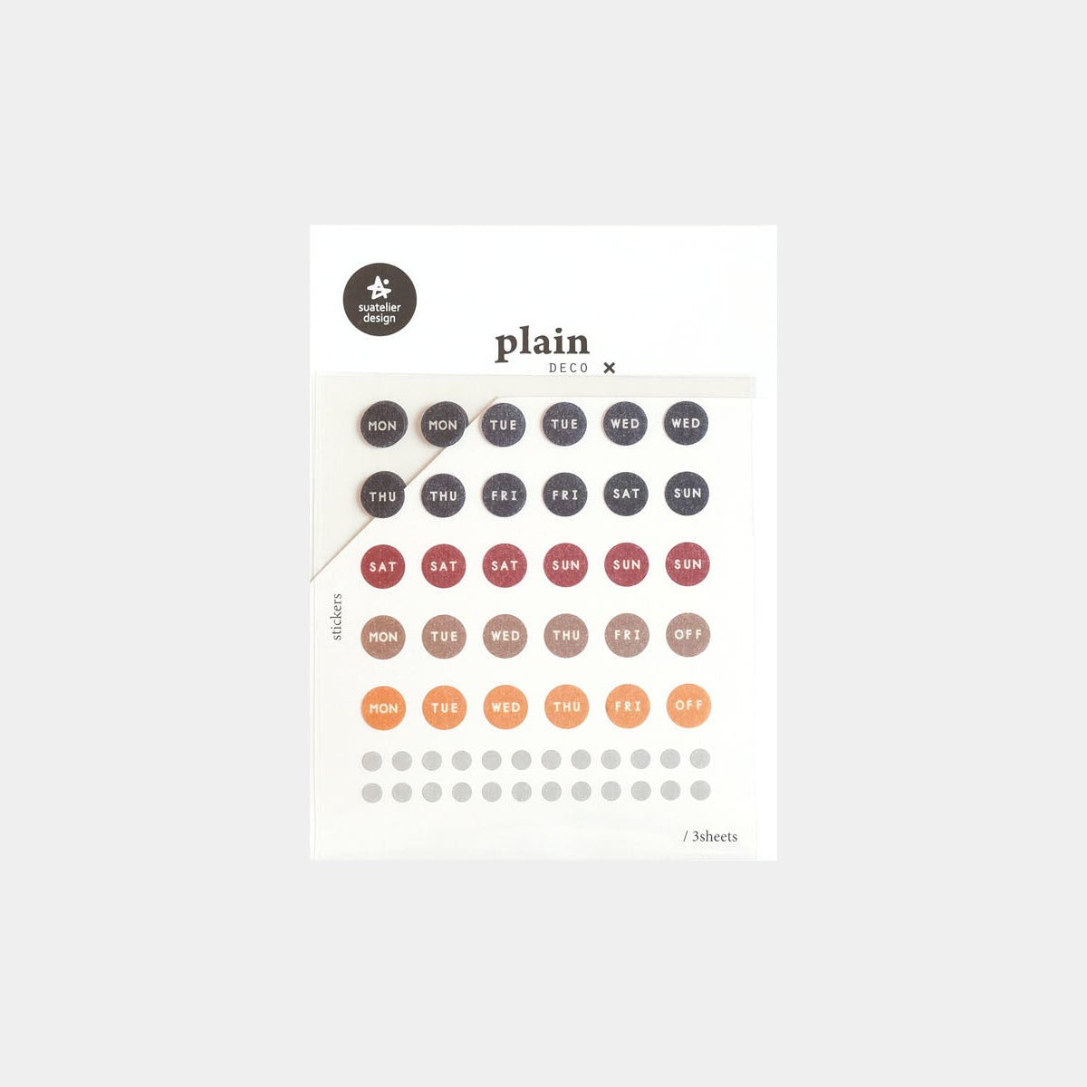Papierowe naklejki – dni tygodnia, Suatelier, design sklep papierniczy, domowe biuro
