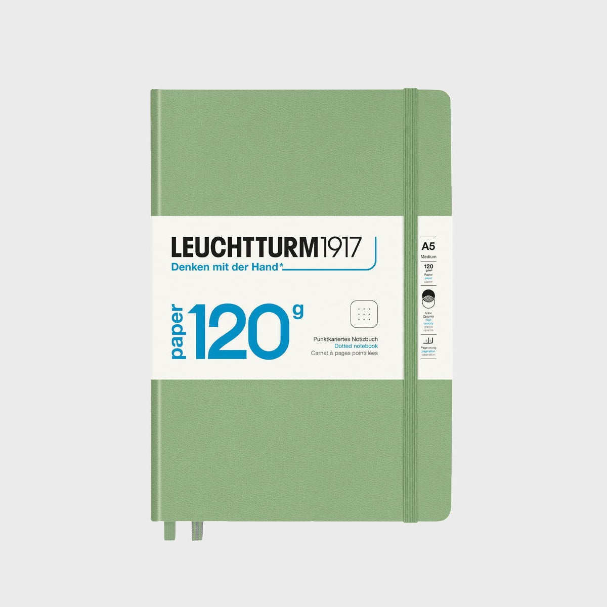 Notatnik w kropki Leuchtturm1917, szałwiowy. Bullet journal, domowe biuro, artykuły papiernicze