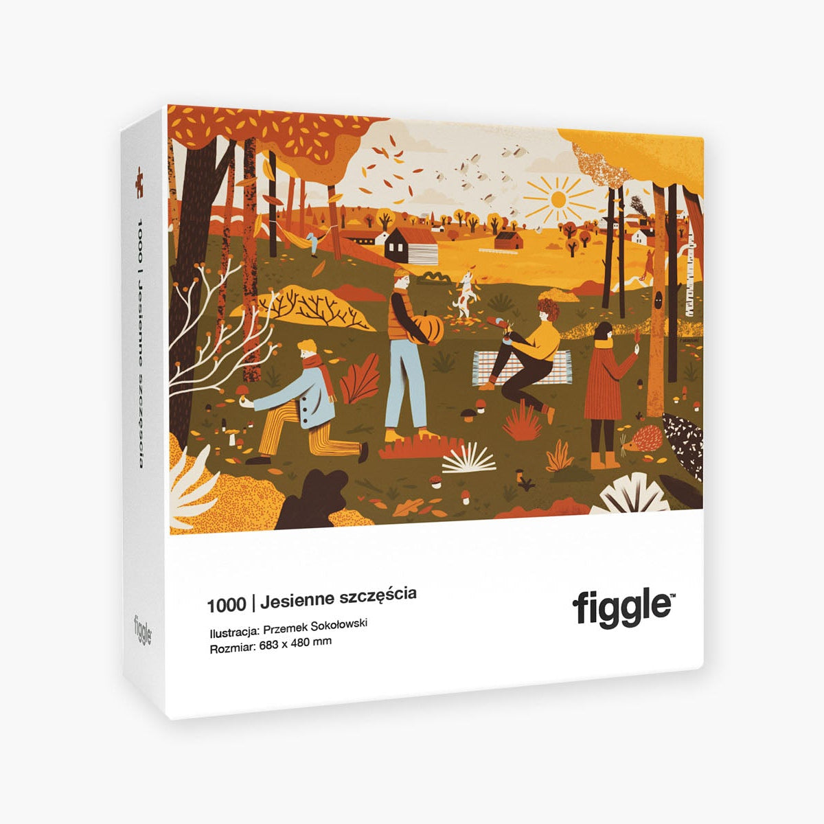 Puzzle 1000 – Jesienne szczęścia, Figgle, papierniczy design