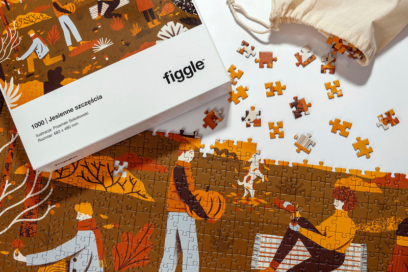 Puzzle 1000 – Jesienne szczęścia, Figgle, papierniczy design