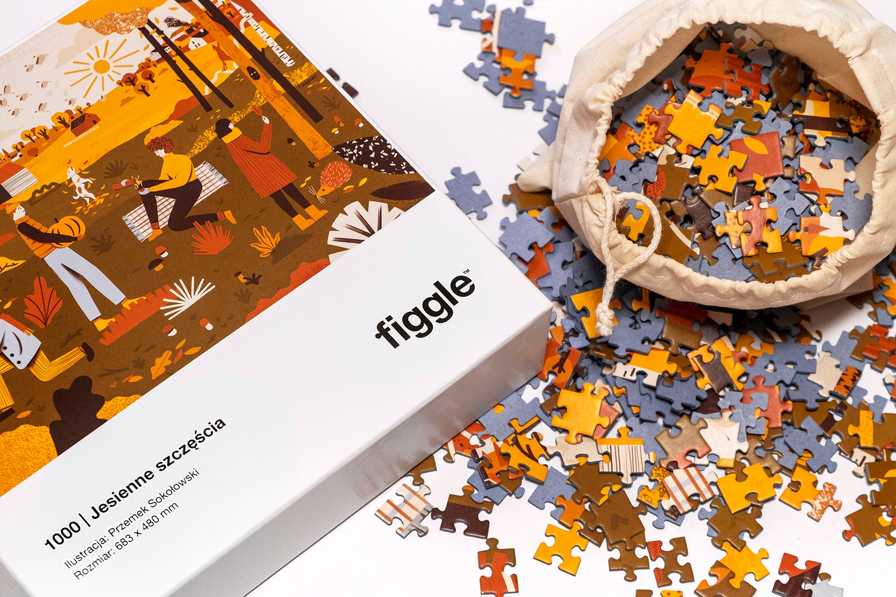 Puzzle 1000 – Jesienne szczęścia, Figgle, papierniczy design