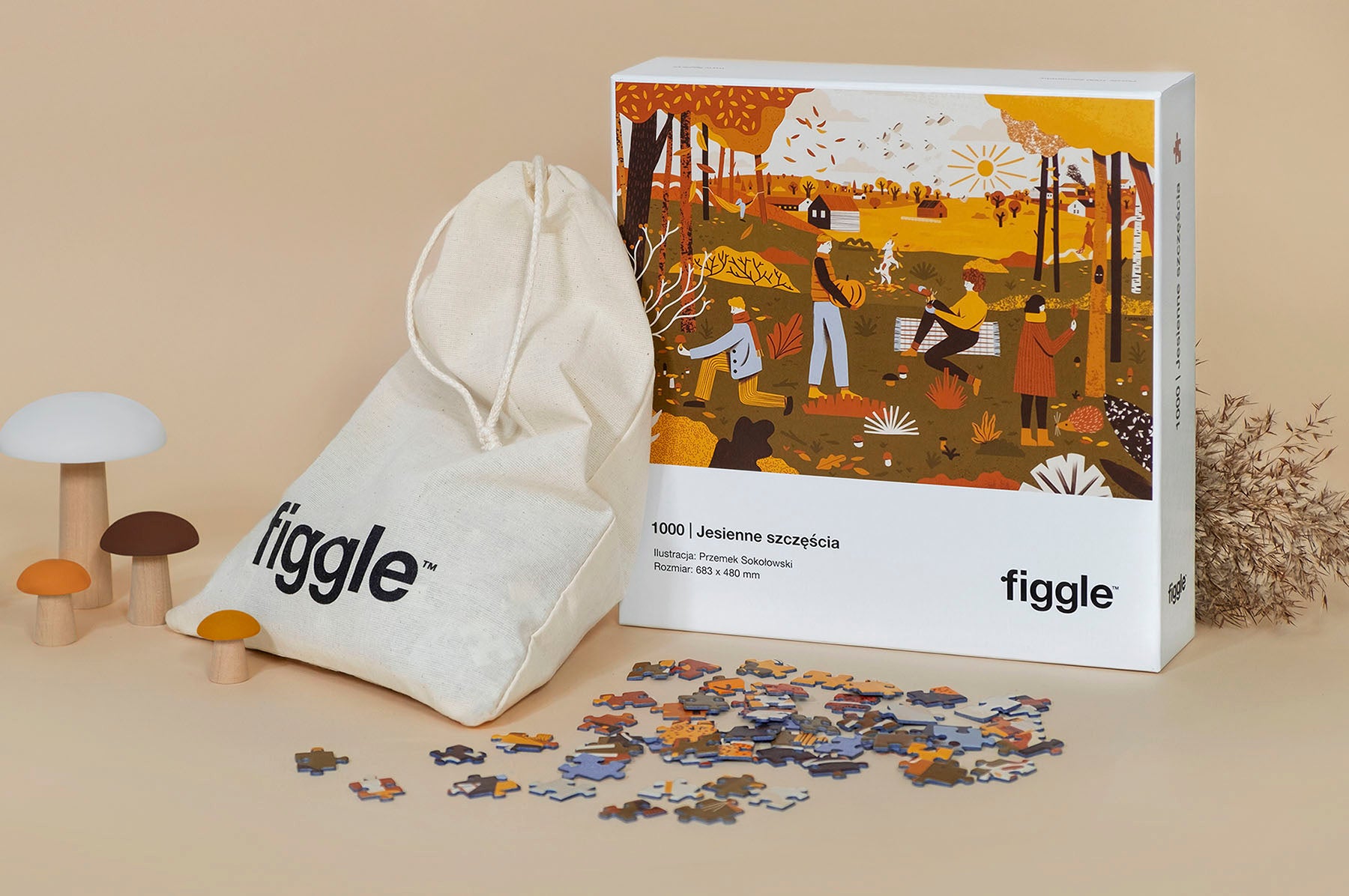 Puzzle 1000 – Jesienne szczęścia, Figgle, papierniczy design