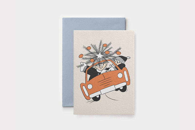 Kartka świąteczna – samochód, Suska&Kabsch, design sklep papierniczy, domowe biuro