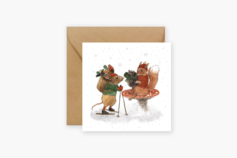 Kartka świąteczna – narty. Hi Little, papierniczy design