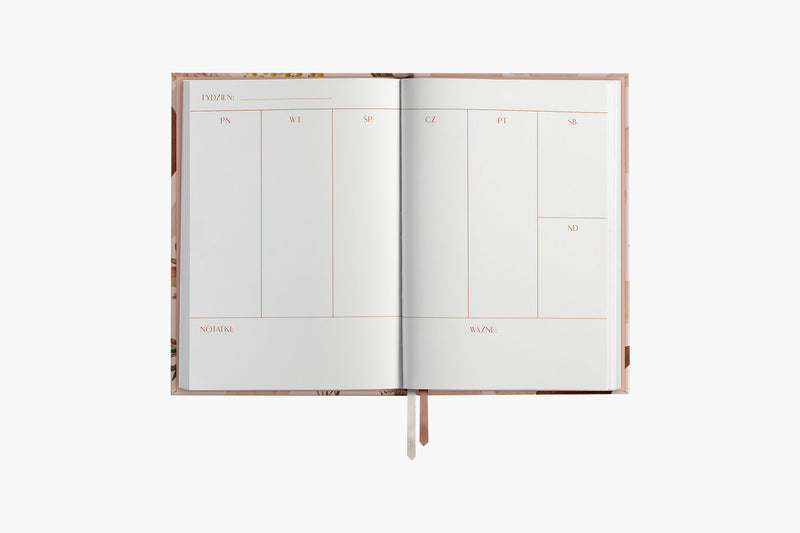 Planner tygodniowy – Blossom, Liquid Memory Collages, Aleksandra Morawiak, papierniczy design